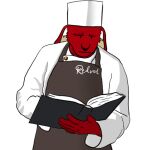  anthro apron book bovid caprine chef chef_hat clothing confusion goat hat headgear headwear jacket male mammal redvel_fett solo topwear 