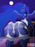  anus barely_visible_anus br333 clothing equid equine female feral friendship_is_magic garter_straps hasbro horn looking_at_viewer looking_back looking_back_at_viewer mammal moon my_little_pony night panties princess_luna_(mlp) solo underwear winged_unicorn wings 