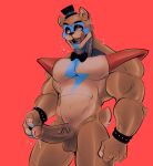  &lt;3 abs accessory animatronic anthro armband bear_tail biceps big_penis black_nose bodily_fluids bow_tie brown_body brown_fur clothing fangs five_nights_at_freddy&#039;s five_nights_at_freddy&#039;s:_security_breach fur genital_fluids genitals glamrock_freddy_(fnaf) hat headgear headwear hi_res licking licking_lips machine male mammal multicolored_body multicolored_fur muscular muscular_anthro muscular_male pecs penis precum robot ruinh00d scottgames scut_tail sharp_teeth short_tail solo studs teeth thick_thighs tongue tongue_out top_hat ursid video_games wristband 