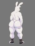  absurd_res anthro big_butt butt clothing eroborus footwear footwear_only fur grey_background hi_res lagomorph leporid male mammal mostly_nude rabbit rear_view shoes shoes_only simple_background socks solo standing white_body white_fur 
