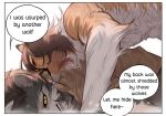  aman_(weibo) angry anthro biped bite brown_body brown_fur canid canine canis comic domestic_dog duo edit english_text fur grey_body grey_fur hard_translated herding_dog lying male mammal pastoral_dog text translated wolf 