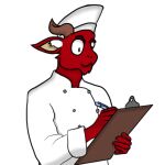  1:1 anthro bovid caprine chef chef_hat chef_uniform clipboard clothing digital_drawing_(artwork) digital_media_(artwork) goat hat headgear headwear jacket male mammal pen redvel_fett solo topwear 