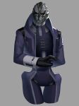 absurd_res alien bodypaint clothing councilor_quentius face_paint gloves hand_behind_back handwear hi_res leafjuly male mass_effect red_eyes solo standing teeth turian video_games 