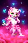  2022 absurd_res ailurid digital_media_(artwork) fur green_eyes green_nose hair hi_res karol_pawlinski mammal pink_body pink_fur red_panda smile white_body white_fur white_hair 