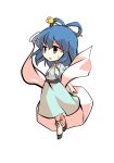  1girl belt blue_dress blue_hair clip_studio_paint_(medium) dairi dress full_body hagoromo hair_ornament hair_rings hair_stick kaku_seiga puffy_short_sleeves puffy_sleeves shawl short_sleeves solo standing tachi-e touhou transparent_background vest white_vest 