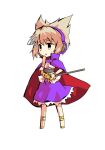  1girl anklet bracelet cape clip_studio_paint_(medium) dairi earmuffs full_body jewelry light_brown_hair pointy_hair purple_cape purple_skirt ritual_baton sheath sheathed shirt short_hair skirt solo standing sword tachi-e touhou toyosatomimi_no_miko transparent_background weapon white_shirt 