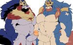  anthro anthrofied balls blue_body blue_fur duo erection fur genitals humanoid_genitalia humanoid_penis hyaku_(artist) legendary_pok&eacute;mon male muscular muscular_anthro muscular_male nintendo nude pecs penis pok&eacute;mon pok&eacute;mon_(species) simple_background video_games white_background zacian zamazenta 