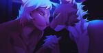  2022 5_fingers anthro blue_eyes breasts digital_media_(artwork) duo eyebrows eyelashes felid feline female fingers hair hand_holding hi_res male mammal nude purple_eyes unknowhiter white_hair 