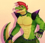  2022 abs abstract_background alligator alligatorid animatronic anthro barazoku belt biceps big_pecs blazexdx bottomwear bracelet claws clothed clothing crocodilian detailed eyebrow_piercing eyewear facial_piercing fans five_nights_at_freddy&#039;s five_nights_at_freddy&#039;s:_security_breach glasses gloves green_body green_nose green_skin green_tail hair half-closed_eyes handwear hi_res jewelry looking_at_viewer machine male manly mohawk montgomery_gator_(fnaf) multicolored_body multicolored_skin multicolored_tail narrowed_eyes navel open_mouth orange_background orange_eyes pants pecs piercing portrait pupils red_eyes red_hair reptile robot scales scalie scottgames shadow sharp_claws sharp_teeth short_hair simple_background slit_pupils smile solo spiked_belt spiked_bracelet spikes standing star star_glasses teeth tongue tongue_out topless topless_anthro topless_male triceps video_games white_background yellow_body yellow_skin yellow_tail 