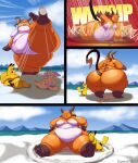  angry anthro beach belly big_belly big_breasts big_butt breasts butt butt_crush cocoa_(cheesecaker) crush duo female feral flirting fur group hair hi_res kazecat larger_female looming looming_over male male/female mammal milachu nintendo nude obese obese_anthro obese_female overweight overweight_anthro overweight_female overweight_male pikachu pok&eacute;mon pok&eacute;mon_(species) raichu raised_leg rodent seaside size_difference sparks_(cheesecaker) thick_thighs video_games yellow_body yellow_fur 