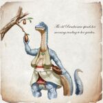  age_difference anthro blue_body blue_scales brachiosaurid brachiosaurus breana_(upai) breasts clothing dinosaur female hi_res long_neck older_female reptile sagging_breasts sauropod scales scalie solo text upai 