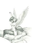  2022 anthro areola baron_engel bed breasts chimera cutie_mark discord_(mlp) draconequus duo equid equine eyebrows eyes_closed feathered_wings feathers female female_focus fluttershy_(mlp) friendship_is_magic furniture graphite_(artwork) greyscale hair hi_res larger_male long_hair male mammal membrane_(anatomy) membranous_wings messy_hair monochrome my_little_pony navel nipples nude open_mouth pegasus pencil_(artwork) size_difference spread_wings stretching traditional_media_(artwork) waking_up wings 