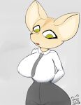  absurd_res aggressive_retsuko anthro big_breasts big_butt bottomwear breasts butt canid canine chainsaw_man clothing ears_up female fenneko fox frogs_go_to_heaven hi_res huge_breasts humanoid makima_(chainsaw_man) mammal pants sanrio solo tight_clothing yellow_eyes 