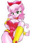  2015 animal_humanoid anthro breasts camel_toe cat_humanoid clothed clothing domestic_cat felid felid_humanoid feline feline_humanoid felis female fur hair humanoid long_hair looking_at_viewer mammal mammal_humanoid meeya nipple_outline nipples pink_body pink_fur pink_hair ponytail rpg_densetsu_hepoi solo wingbird 