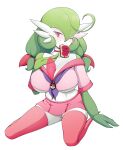  absurd_res big_breasts breasts cleavage clothed clothing female food gardevoir green_hair hair hi_res jelly_(food) lalox legwear nintendo not_furry one_eye_closed pok&eacute;mon pok&eacute;mon_(species) simple_background solo thigh_highs video_games white_background wink 