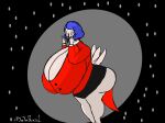  animal_humanoid anthro avian avian_humanoid big_breasts big_butt bird bird_humanoid blue_hair breasts butt clothing feathers female fur hair hi_res huge_breasts huge_butt huge_hips huge_thighs humanoid red_clothing solo tail_feathers thick_thighs white_body white_fur wide_hips 