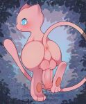  2022 balls big_butt blue_eyes blush butt digital_media_(artwork) feral genitals glistening hi_res legendary_pok&eacute;mon looking_back male mew nintendo open_mouth pawpads penis pink_body pink_skin pok&eacute;mon pok&eacute;mon_(species) seviyummy simple_background solo text url video_games 