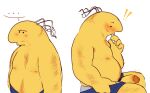  balding blush charlie_(smiling_friends) dokuseibechi erection genitals humanoid male nipples penis simple_background slightly_chubby smiling_friends solo yellow_body yellow_skin 