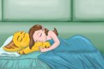  2015 anthro bed brown_hair duo female fur furniture hair humanoid humanoid_pointy_ears lombax male male/female mammal markazian nude nyarengadget pillow pink_nose ratchet ratchet_and_clank sleeping sony_corporation sony_interactive_entertainment talwyn_apogee video_games yellow_body yellow_fur 