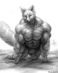  abs anthro bed biceps big_muscles canid canine clothing forearms fox furniture huge_muscles jugg4 looking_at_viewer male mammal muscular muscular_anthro muscular_male nipples pecs smile solo thong underwear 