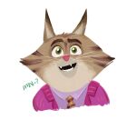  2022 anthro biped clothing domestic_cat felid feline felis hi_res illumination_entertainment jerry_(sing) korean_text malsuk mammal necktie pink_nose portrait shirt simple_background sing_(movie) solo text topwear white_background 