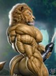  anthro biceps big_butt big_muscles bodily_fluids bubble_butt butt claws cum erection felid forearms genital_fluids genitals hi_res huge_butt huge_muscles jugg4 lion male mammal masturbation muscular muscular_anthro muscular_male nipples nude pantherine pecs penis solo tongue tongue_out triceps veiny_muscles 