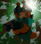  animal_humanoid anthro boots canid canid_humanoid canine canine_humanoid clothing female footwear forest forest_background fox fox_humanoid greenpolygon hexley hexley_fox hi_res humanoid jumping mammal mammal_humanoid nature nature_background plant solo thick_thighs tree wide_hips 