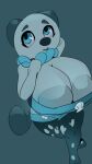  2022 anthro areola big_breasts bottomwear breasts cleavage clothed clothing female hi_res huge_breasts nintendo open_mouth oshawott penlink pok&eacute;mon pok&eacute;mon_(species) shirt short_stack shorts solo topwear video_games 