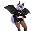  anthro bottomwear breasts chiropteran clothing female goth hair hand_on_hip long_hair looking_at_viewer mammal pulred shorts solo wings 
