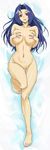  barefoot blue_hair breasts covering covering_breasts curvy dakimakura feet full_body highres idolmaster idolmaster_(classic) large_breasts legs long_hair michael miura_azusa navel nipples nude red_eyes solo thigh_gap 