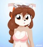  2016 2d_animation 5_fingers alfa995 animated anthro areola bikini biped black_nose blinking blush boob_drop bouncing_breasts bra bra_lift breasts brown_body brown_eyes brown_fur brown_hair cervid cleavage clothed clothing clothing_lift doe_(alfa995) eyelashes eyewear female fingers flashing frame_by_frame fur goggles hair half-closed_eyes hi_res long_hair looking_at_viewer mammal mostly_nude narrowed_eyes nipples open_mouth short_playtime simple_background smile solo standing swimwear tan_body tan_fur tongue tongue_out underwear white_body white_fur 