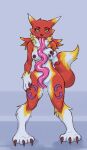  anthro bandai_namco canid canine digimon digimon_(species) female fox fur hi_res licking mammal red_body red_fur renamon solo tongue tongue_out ungulatr yellow_eyes 