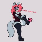  anthro big_breasts breasts canid canine canis cleavage clothed clothing female footwear hair legwear lemondude mammal pawpads pink_hair pink_pawpads purple_eyes serena_(lemondude) simple_background sketch socks solo thick_thighs thigh_highs thigh_socks wide_hips wolf 
