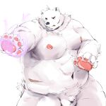  2022 anthro balls belly black_nose fur genitals kemono male mammal micropenis moobs navel nipples overweight overweight_male paws penis polar_bear scar simple_background small_penis solo ursid ursine white_background white_body white_fur yuuya333 