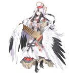  1girl artist_request black_hair black_wings clover_theater dress eyebrows_visible_through_hair feathered_wings feathers full_body grey_eyes hair_bun hair_ornament hair_tubes hairpin harpy holding holding_instrument instrument japanese_clothes jewelry koto_(instrument) long_hair monster_girl multicolored_hair official_art open_mouth satsuki_(clover_theater) sidelocks solo talons toe_ring transparent_background two-tone_hair two-tone_wings white_hair white_wings winged_arms wings 