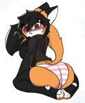  anthro big_breasts blush breasts canid canine clothing fan_character female fox invalid_tag jacket legwear mammal maxine_boulevard pace-maker panties solo stripes thick_thighs thigh_highs topwear underwear 