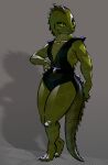  alien anthro clothing female filmation flash_gordon greenpolygon hi_res krita_(program) leaning lizard lizardfolk pinup pose reptile scales scalie shadow solo swimwear thick_thighs 