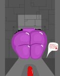  among_us big_butt butt caught clothing crewmate_(among_us) diamondtears duo female genitals hi_res innersloth male male/female not_furry penis purple_(among_us) rear_view red_(among_us) skinsuit spacesuit speech_bubble stuck text thick_thighs through_wall tight_clothing video_games 