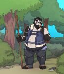  absurd_res anthro barefoot beard black_and_white_fur black_body black_fur blizzard_entertainment claws clothed clothing eating facial_hair feet food fur hair hi_res male mammal mustache overweight overweight_male pandaren ritao ronnie92 smile solo ursid video_games warcraft white_body white_fur 