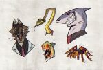  anthro arachnid arthropod brown_body brown_fur canid canine canis clothed clothing dreamworks fangs female fish forked_tongue fully_clothed fur green_body green_eyes green_scales grey_body group hi_res male mammal marine mr._piranha_(the_bad_guys) mr._shark_(the_bad_guys) mr._snake_(the_bad_guys) mr._wolf_(the_bad_guys) ms._tarantula_(the_bad_guys) multi_arm multi_eye multi_limb mygalomorph necktie open_mouth orange_body piranha_fish red_eyes reptile scales scalie serrasalmid shark shirt simple_background smile snake spider suit tarantula teeth the_bad_guys tongue tongue_out topwear white_clothing wolf yellow_eyes 
