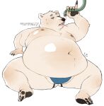  absurd_res anthro belly big_belly bodily_fluids bumpingqt claws clothed clothing fupa fur heat_(temperature) hi_res holding_object hose jockstrap lying male mammal moobs navel nipples obese obese_anthro obese_male on_back open_mouth overheated overweight overweight_anthro overweight_male polar_bear solo sweat teeth thick_thighs toe_claws topless underwear ursid ursine white_body white_fur 
