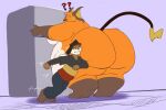  anthro appliance belly big_belly big_butt butt canid canine canis clothed clothing domestic_dog duo eating female food_in_mouth fridge fur hair jeff_(rthc) kitchen_appliance male male/female mammal nintendo nude obese obese_anthro obese_female orange_body orange_fur overweight overweight_anthro overweight_female pok&eacute;mon pok&eacute;mon_(species) pushing raichu robthehoopedchipmunk rodent size_difference smaller_male thick_thighs video_games 