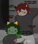  &lt;3 alien alien_humanoid balls big_breasts big_penis blush blushing_profusely bodily_fluids breasts clothed clothing coat dialogue duo erection female genitals grey_background grey_body grey_skin hair hi_res homestuck horn horned_humanoid huge_breasts humanoid karkat_vantas male male/female ms_paint_adventures nepeta_leijon partially_clothed penis shy simple_background size_difference steam sweat sweaty_balls sweaty_genitalia sweaty_penis tavros_nitram text topwear troll_(homestuck) webcomic webcomic_character yellow_eyes zlut385 