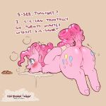  big_butt bodily_fluids bound butt cold-blooded-twilight cookie drooling english_text equid equine female food friendship_is_magic hasbro hi_res horse mammal my_little_pony pinkie_pie_(mlp) pony saliva text tongue tongue_out 