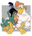  2021 anatid anseriform anthro anthro_on_anthro anus avian beak bird black_hair bodily_fluids butt butt_grab cjzilla88 disney duck ducktales ducktales_(2017) duo erection feathers female genital_fluids genitals green_body green_feathers hair hand_on_butt launchpad_mcquack licking magica_de_spell male male/female muscular muscular_anthro muscular_male oral orange_hair penile penis penis_lick precum pussy red_penis sex tongue tongue_out white_body white_feathers 