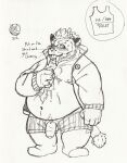  2022 anthro belly blush clothing english_text felid flaccid genitals hi_res humanoid_genitalia humanoid_hands humanoid_penis lexor_komuga male mammal moobs navel nipples overweight overweight_male penis sketch solo text underwear 