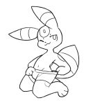  2022 :3 bulge clothed clothing digital_media_(artwork) eeveelution feral looking_at_viewer male monochrome navel nintendo one_eye_closed partially_clothed pok&eacute;mon pok&eacute;mon_(species) pulling_underwear simple_background solo starryvolta umbreon underwear video_games wink winking_at_viewer 