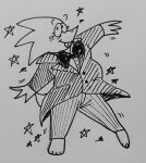  alphys barefoot black_and_white bottomwear bow_tie buckteeth clothed clothing feet female formal_wear front_view fully_clothed funguskulls hi_res lizard monochrome pants reptile scalie simple_background smile solo star suit teeth thick_tail undertale_(series) 
