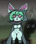  amysel breasts clothing female genitals green_hair hair hi_res hoodie humanoid league_of_legends makeup mascara nipples purple_eyes purple_nipples pussy riot_games shadow_creature short_stack solo thick_thighs topwear vex_(lol) video_games wide_hips yordle 