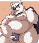  2022 anthro belly black_nose blush borealis_(live-a-hero) bulge fur hi_res humanoid_hands kemono lifewonders live-a-hero male mammal moobs nipples overweight overweight_male polar_bear solo ursid ursine video_games white_body white_fur yamatoji201 